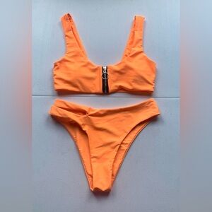 Zaful Orange Sports Bra Bikini Set
